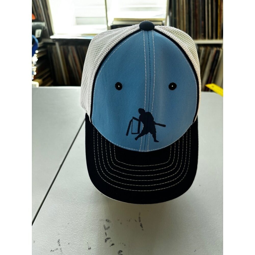 Pacific Headwear 104M Youth Blue Black Mesh Trucker Hat Baseball Flexfit Cap
